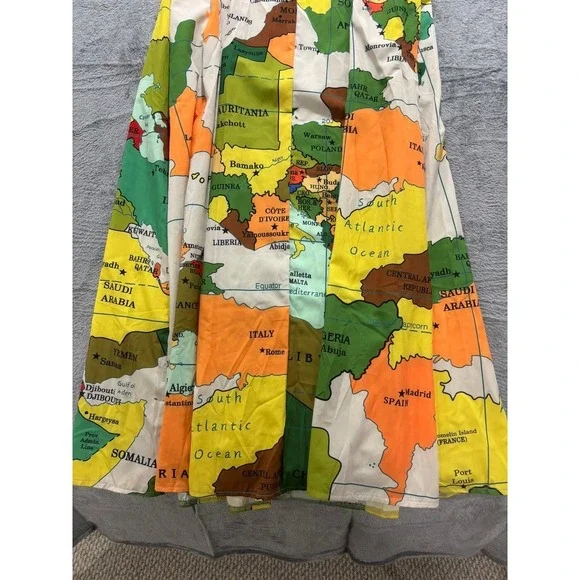 XPluswear Map Print Dress Women XL Multicolor Sleeveless Button Front Shirt - Picture 10 of 11